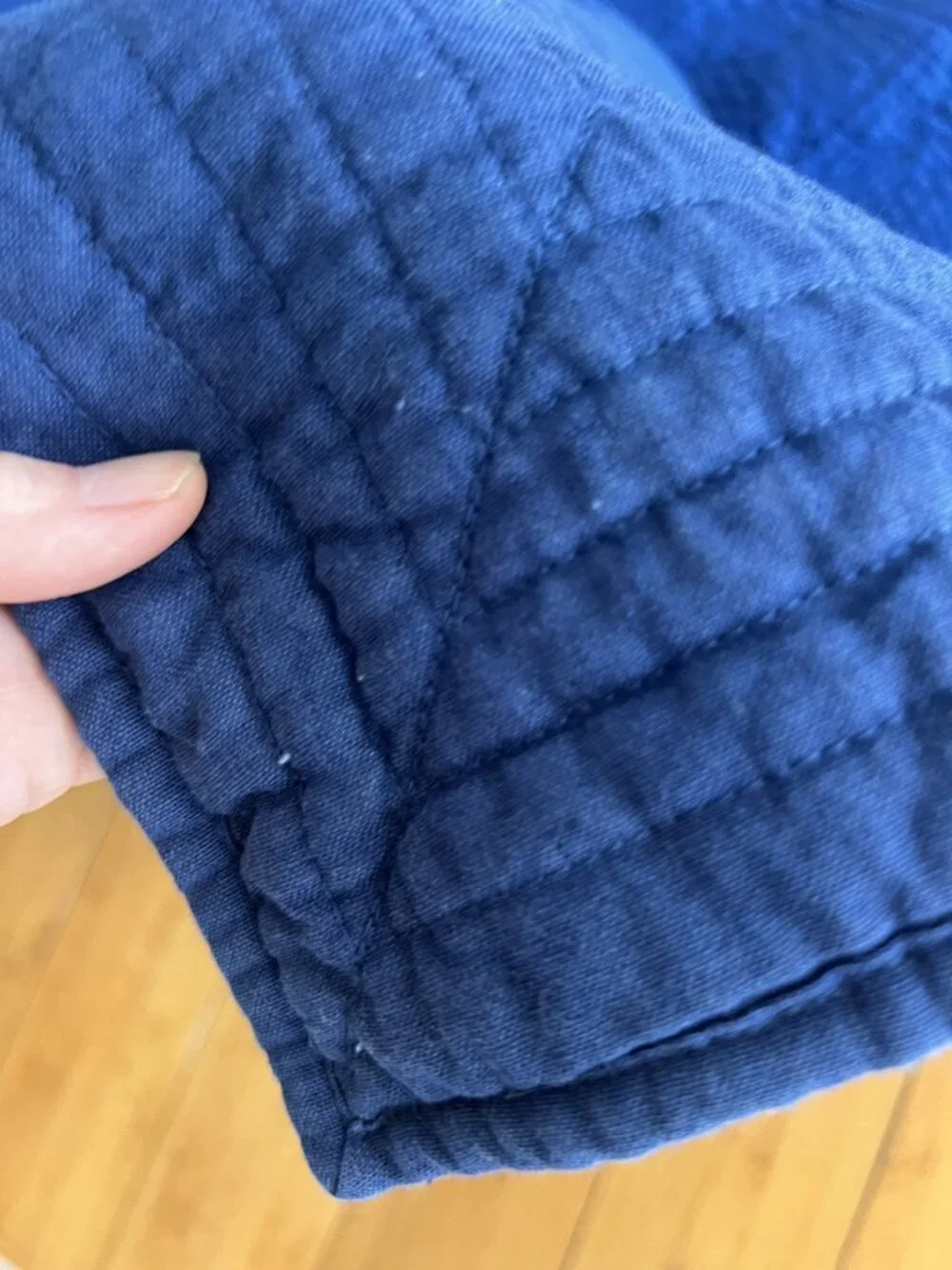 1 Pottery Barn Linen Blend Quilted Euro Sham Navy Blue